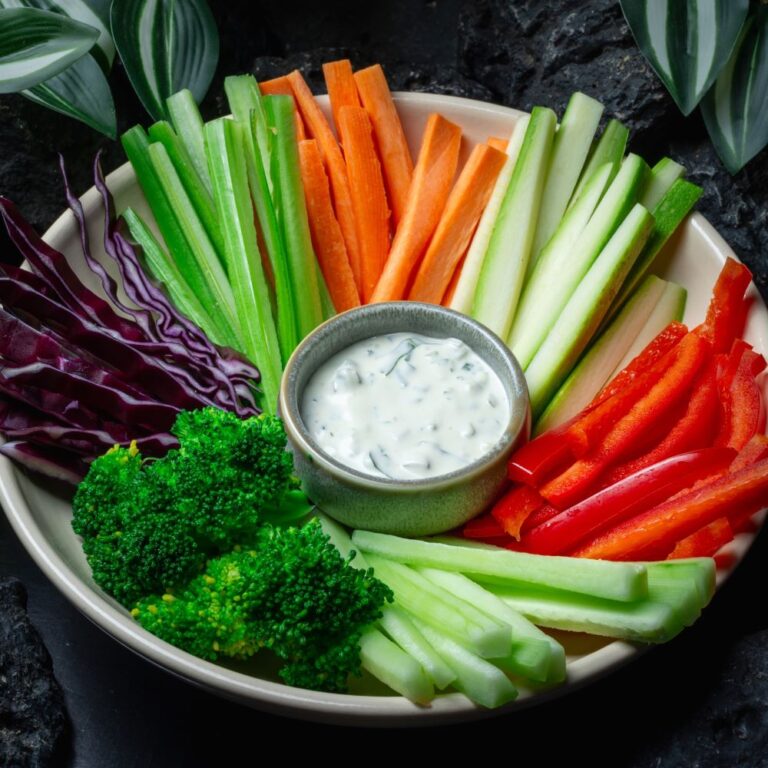 Vegetables with ranch sauce
